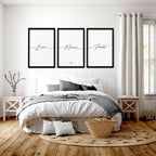 Set of 3 Bedroom Prints – Love Word Art for Walls