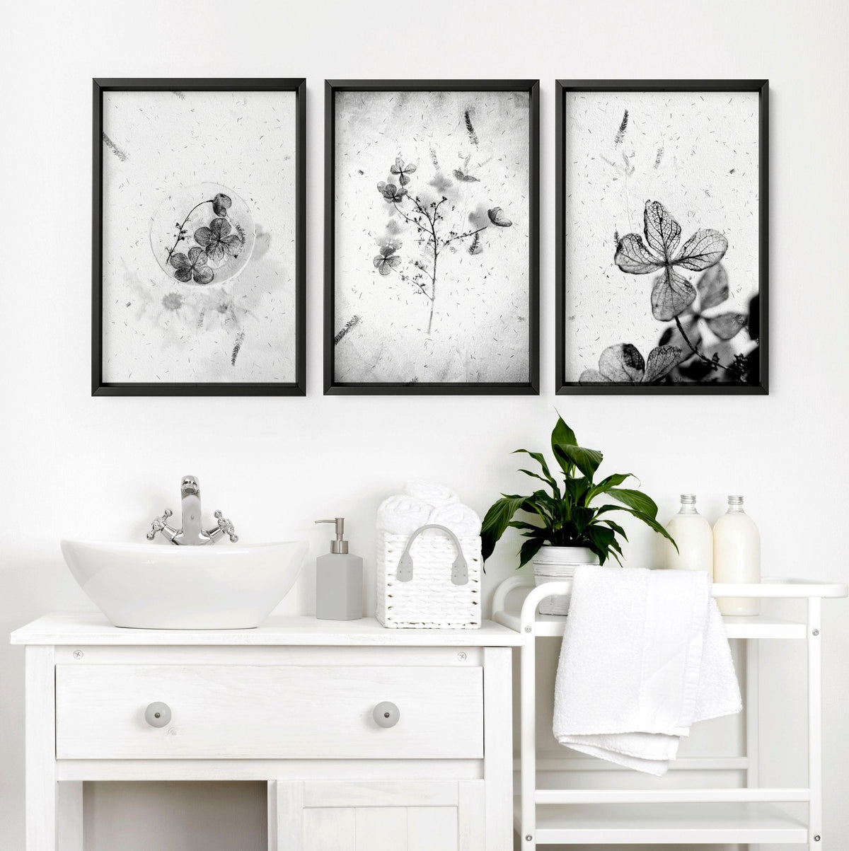 Bathroom Wall Pictures | Set of 3 Botanical Prints
