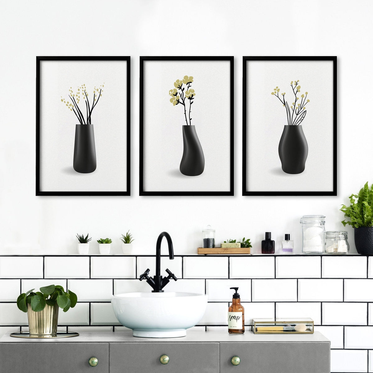 Prints For Bathroom Walls | Set of 3 Botanical Wall art Prints