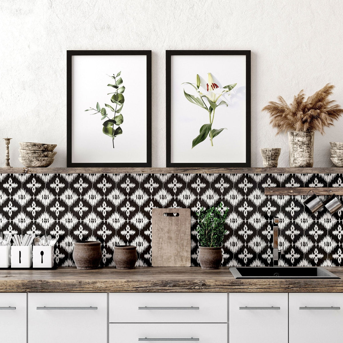 Kitchen Art – Set of 2 Shabby Chic Botanical Prints