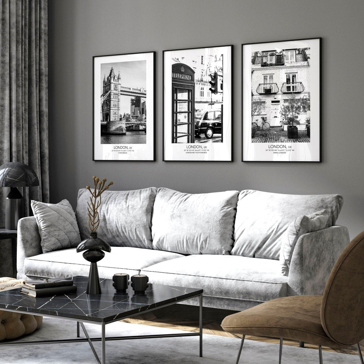 Set of 3 Prints for Living Room | London Wall Art