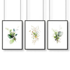 Set of 3 Botanical Prints Framed | Home Office Wall Art