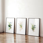 Set of 3 Botanical Prints Framed | Home Office Wall Art