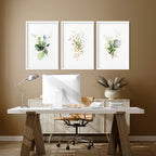 Set of 3 Botanical Prints Framed | Home Office Wall Art