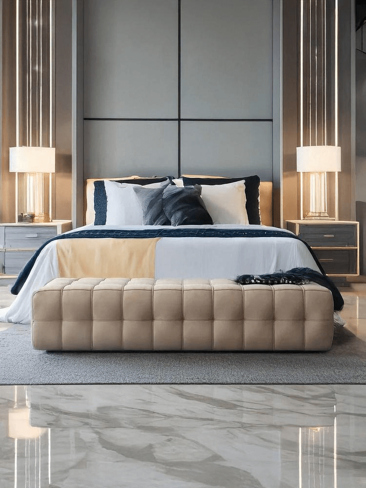 Pulent Velvet Footstool,
Italian Style. - MOOAZAA 