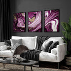 Abstract wall art framed | set of 3 Purple wall art prints