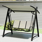 Outsunny 3 Seater Swing Chair, Garden Swing Bench with Adjustable Tilting Canopy, Breathable Mesh Seat 360 kg Capacity, White
