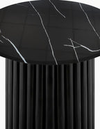 Qualls Round Side Table, Black Marble - MOOAZAA