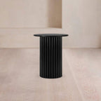 Qualls Round Side Table, Black Marble - MOOAZAA