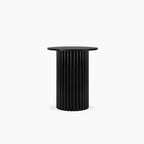 Qualls Round Side Table, Black Marble - MOOAZAA