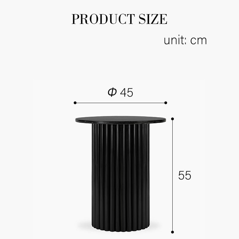 Qualls Round Side Table, Black Marble - MOOAZAA