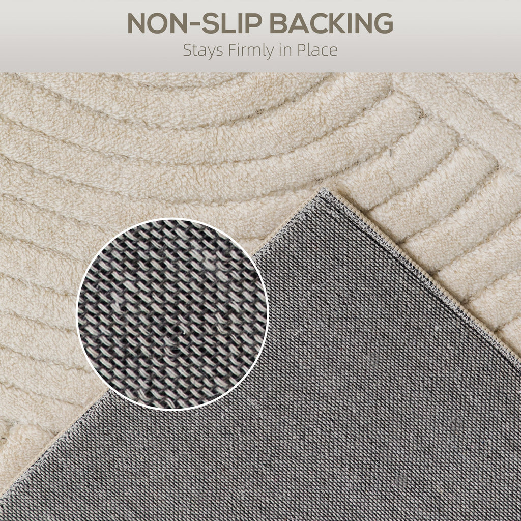 HOMCOM Modern Geometric Rug, Thick Plush, Non-Slip, 160 x 120 cm – Cream, Living Room/Bedroom/Office