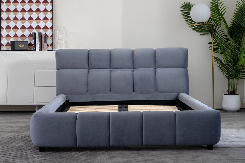 RECLINING Bed, Modern Upholstered Bed Frame, Blue And Pink - MOOAZAA 