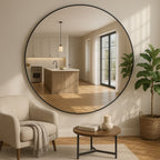 Rei - Large Round Black Metal Circle Mirror - 180cm x 180cm