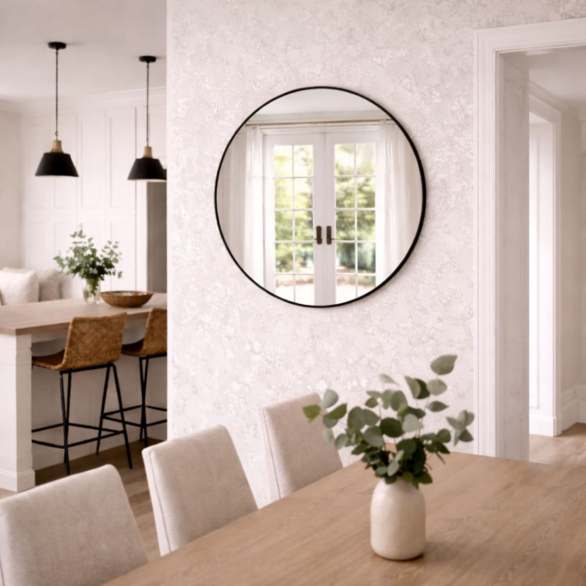 Rei - Round Black Metal Circle Mirror - 70cm x 70cm