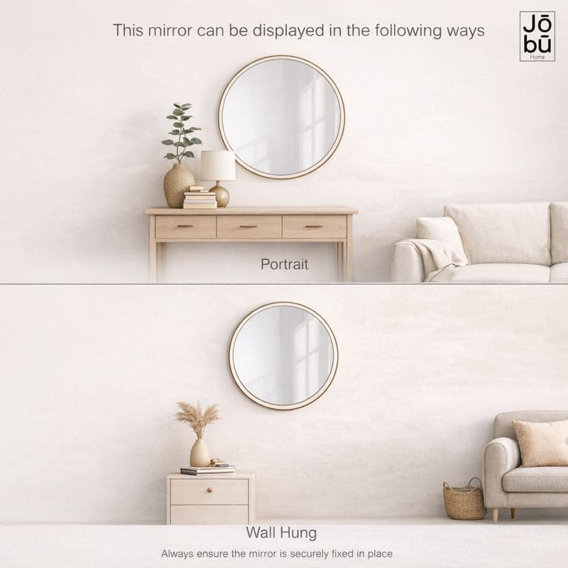 Rei - Round Black Metal Circle Mirror - 70cm x 70cm