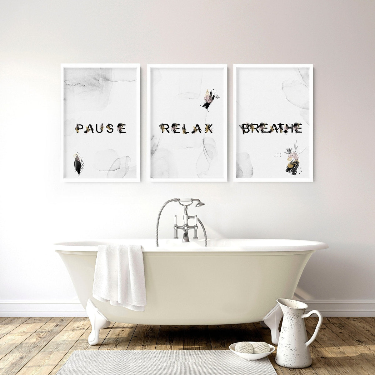 Bathroom Artwork Set of 3 | Relaxing Wall Decor Prints