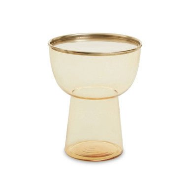 Retro Amber Glass Side Table with Gold-Tone Metal Frame | Martini - MOOAZAA