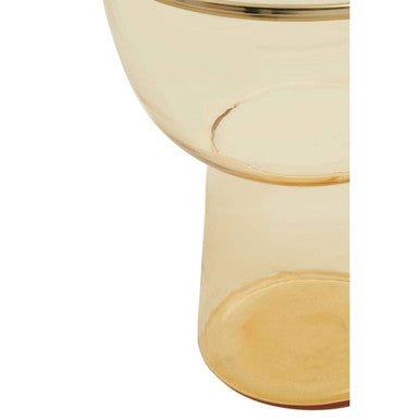 Retro Amber Glass Side Table with Gold-Tone Metal Frame | Martini - MOOAZAA