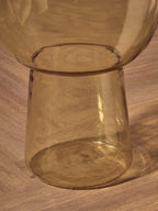 Retro Amber Glass Side Table with Gold-Tone Metal Frame | Martini - MOOAZAA