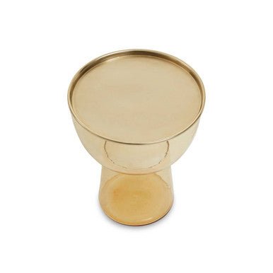 Retro Amber Glass Side Table with Gold-Tone Metal Frame | Martini - MOOAZAA
