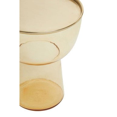 Retro Amber Glass Side Table with Gold-Tone Metal Frame | Martini - MOOAZAA