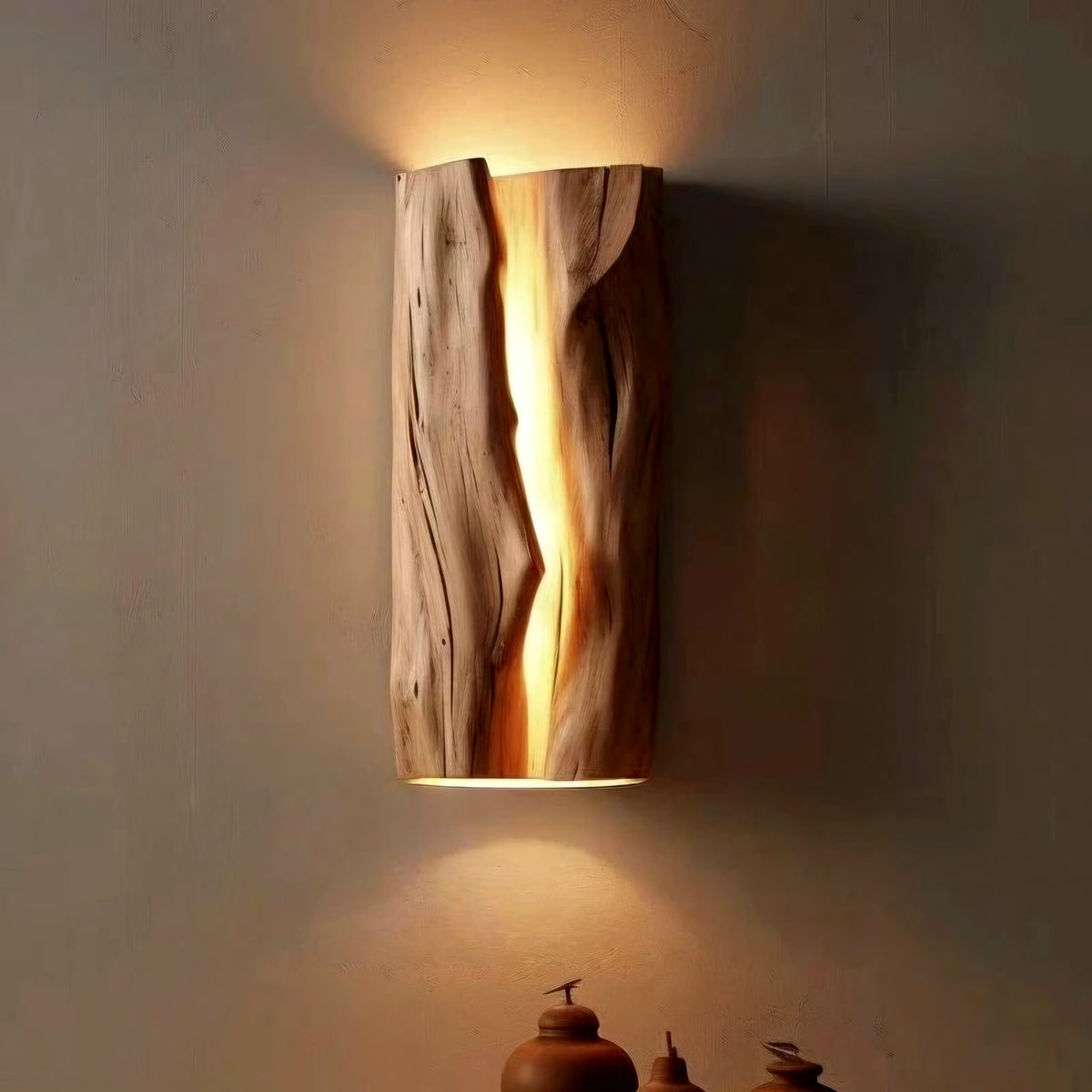 Wabi-Sabi Wood LED Wall Lamp – Japanese Minimalist E14 Sconce for Bedroom & Living Room