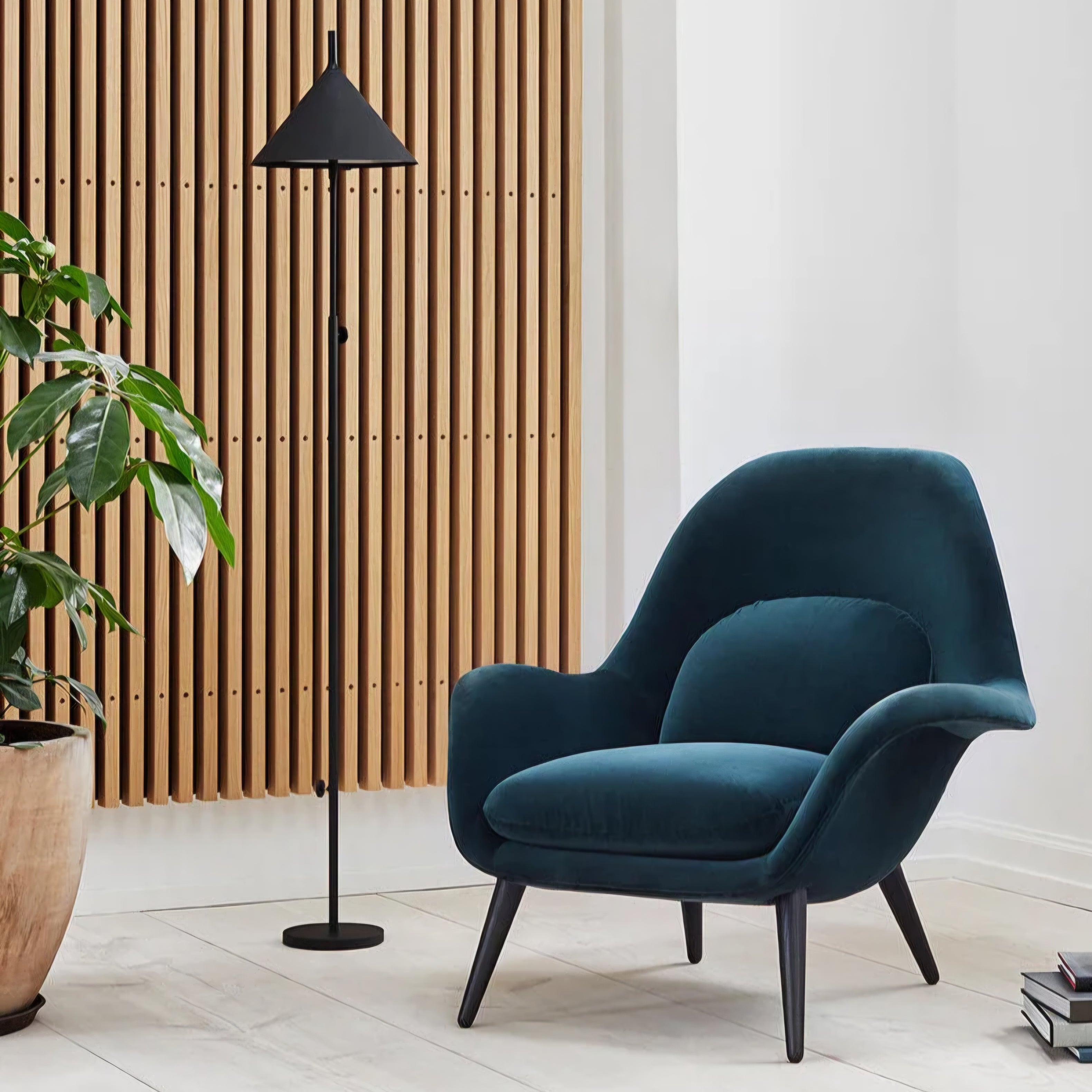 Swoon Lounge Petit Armchair And Stool, Brown, Wood Leg