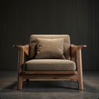 Designer Walnut & Ash Wood Single Leisure Sofa Chair for Home