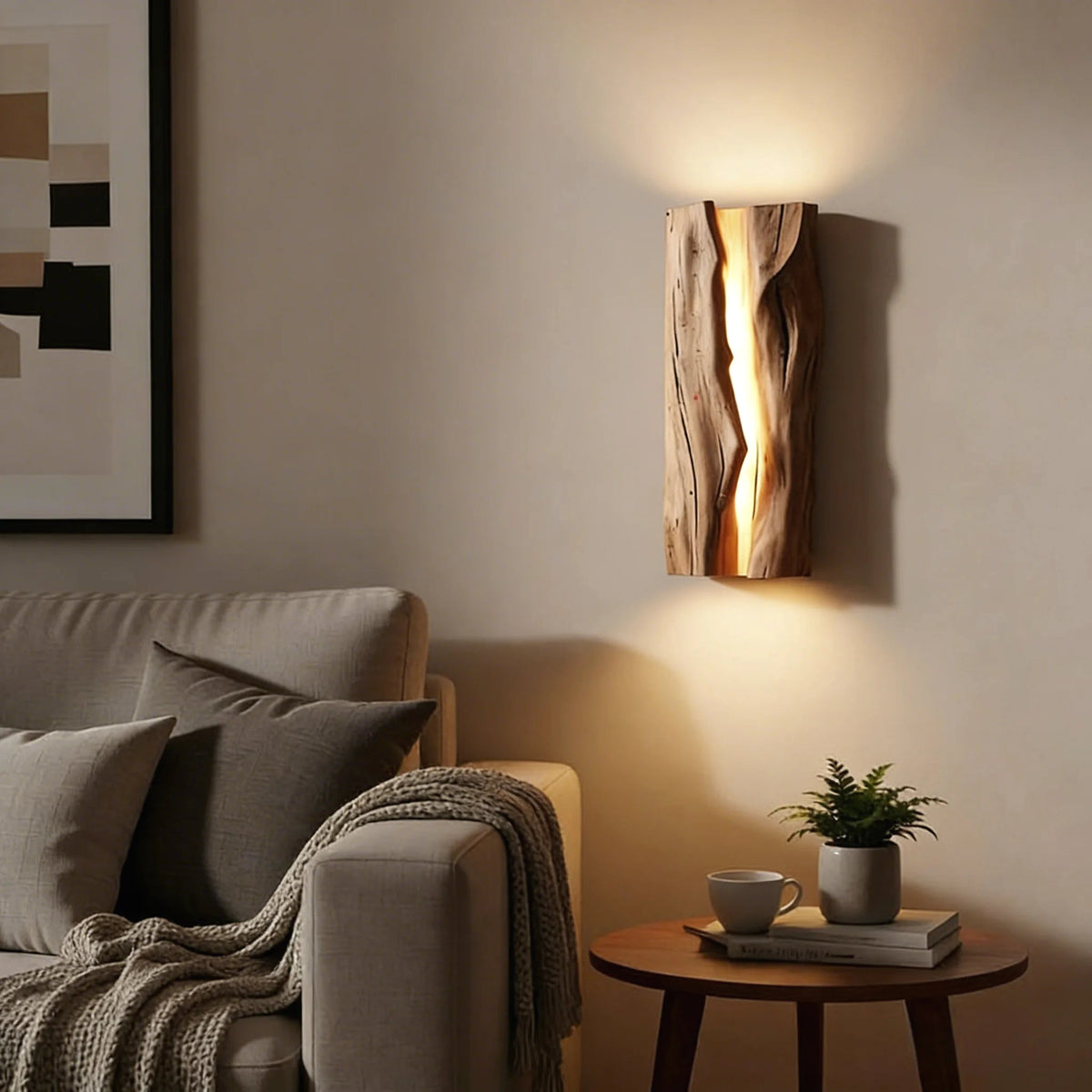 Wabi-Sabi Wood LED Wall Lamp – Japanese Minimalist E14 Sconce for Bedroom & Living Room