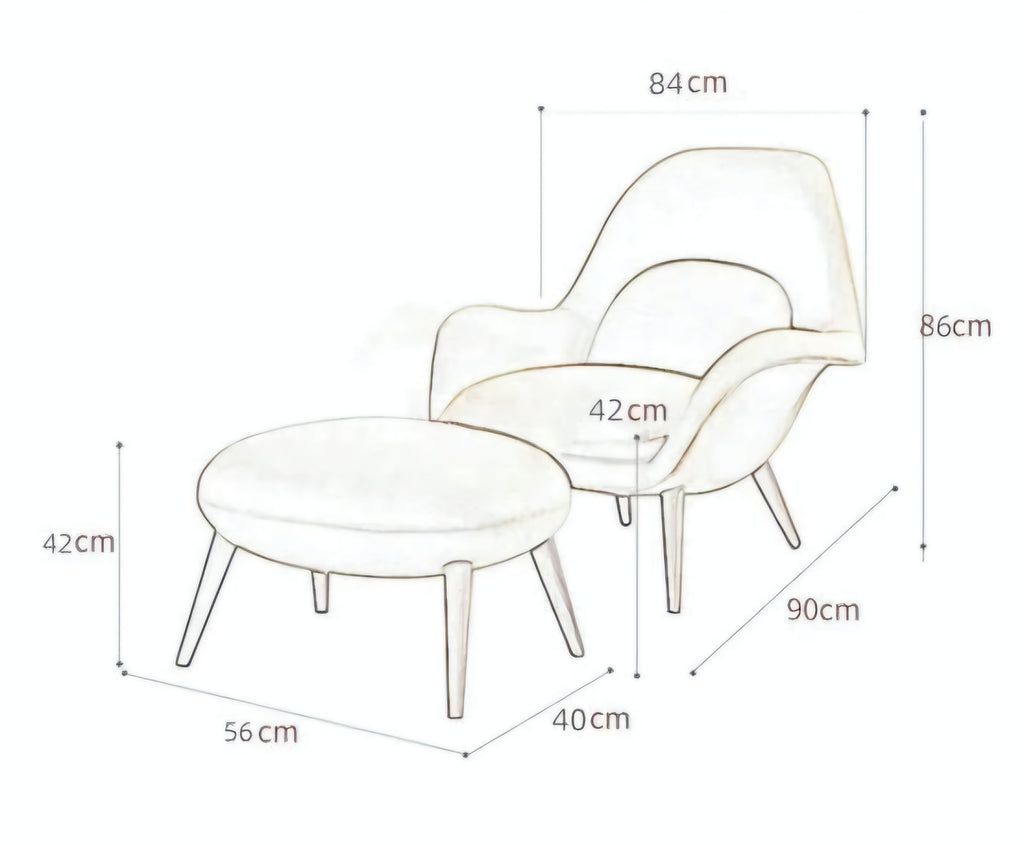 Swoon Lounge Petit Armchair And Stool, Brown, Wood Leg