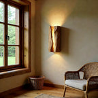 Wabi-Sabi Wood LED Wall Lamp – Japanese Minimalist E14 Sconce for Bedroom & Living Room