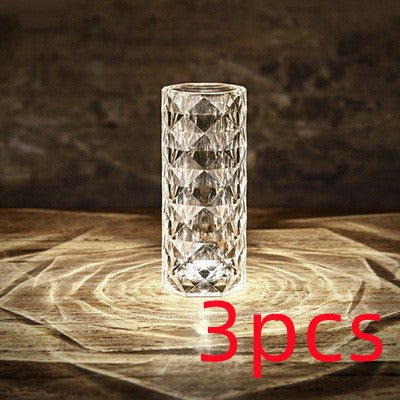 Rose Light And Shadow Projector LED Night Light Diamond Crystal Atmosphere Lamp USB Touch Control Bedside Decor Night Light - MOOAZAA