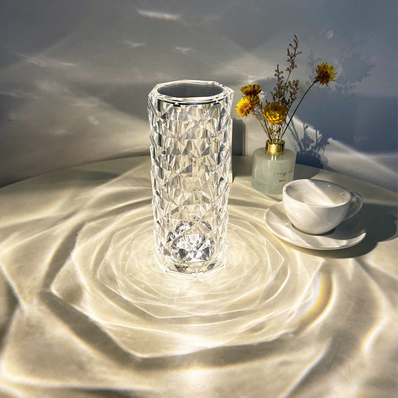 Rose Light And Shadow Projector LED Night Light Diamond Crystal Atmosphere Lamp USB Touch Control Bedside Decor Night Light - MOOAZAA