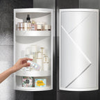 Rotatable Bathroom Makeup Organizer Corner Plastic Wall Mounted Storage Rack Box - MOOAZAA