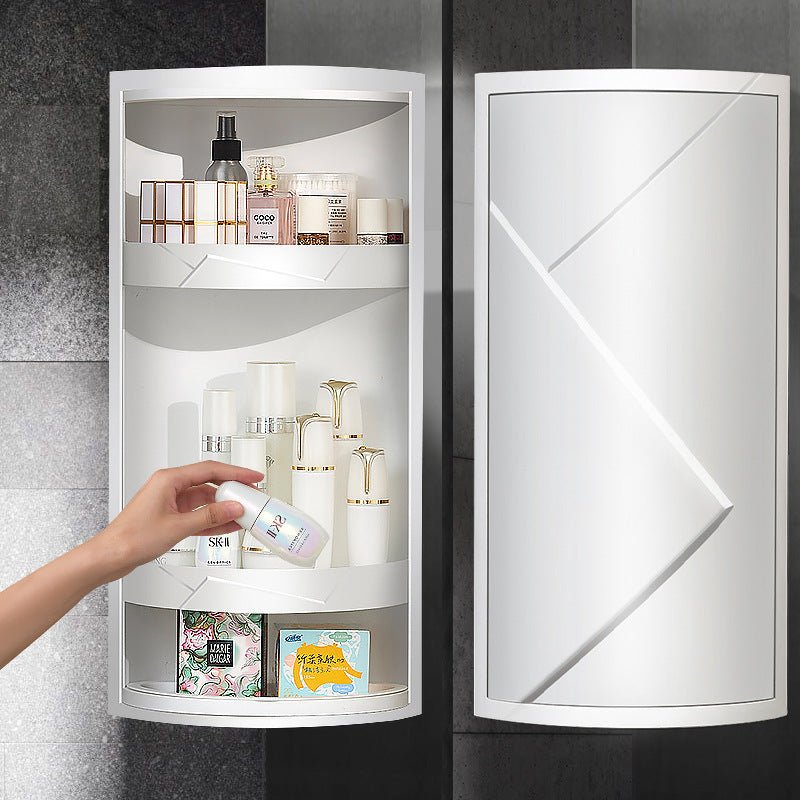 Rotatable Bathroom Makeup Organizer Corner Plastic Wall Mounted Storage Rack Box - MOOAZAA