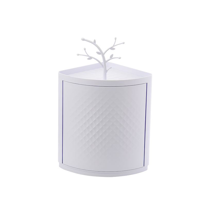 Rotatable Bathroom Makeup Organizer Corner Plastic Wall Mounted Storage Rack Box - MOOAZAA