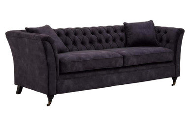 3 Seater Grey Velvet Sofa, Sabrina