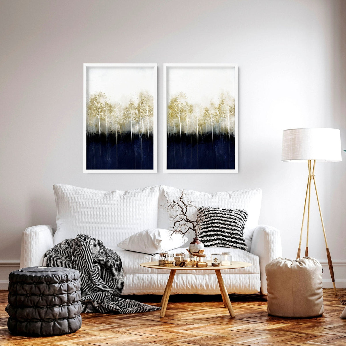 Hallway Art – Scandinavian Set of 2 Framed Prints
