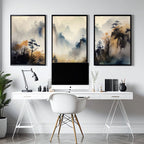 Set of 3 Framed Pictures | Set of 3 Asian Inspired Wall art Prints