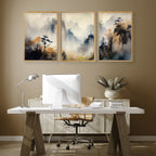 Set of 3 Framed Pictures | Set of 3 Asian Inspired Wall art Prints
