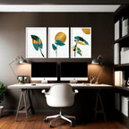 Set of 3 wall prints | Modern Botanical Home office decor