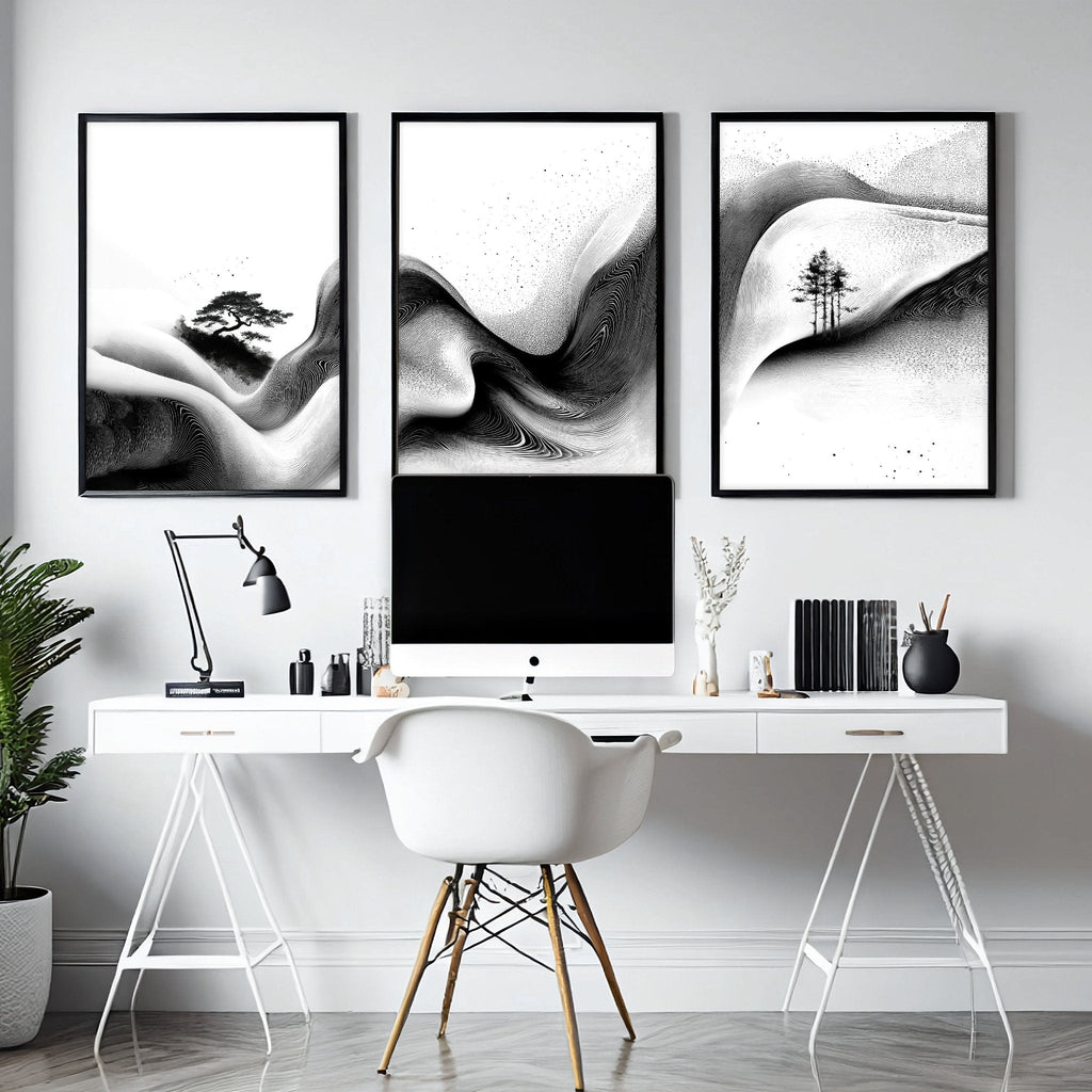 Set of Three Framed Wall Art | Set of 3 Asian Inspired Wall art Prints