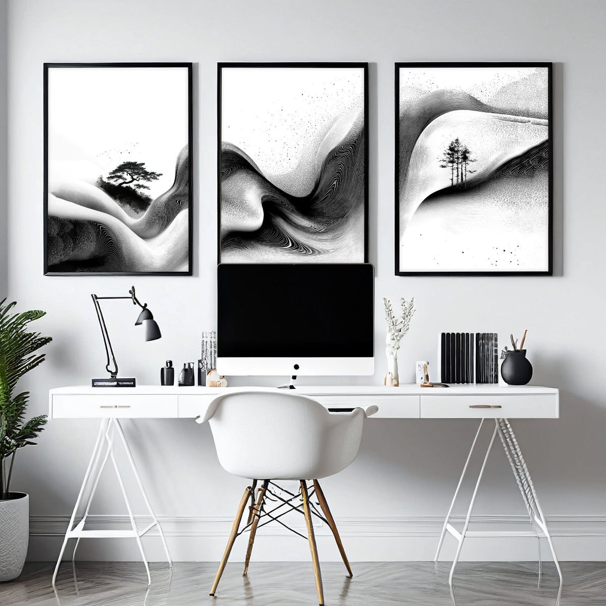 Set of Three Framed Wall Art | Set of 3 Asian Inspired Wall art Prints