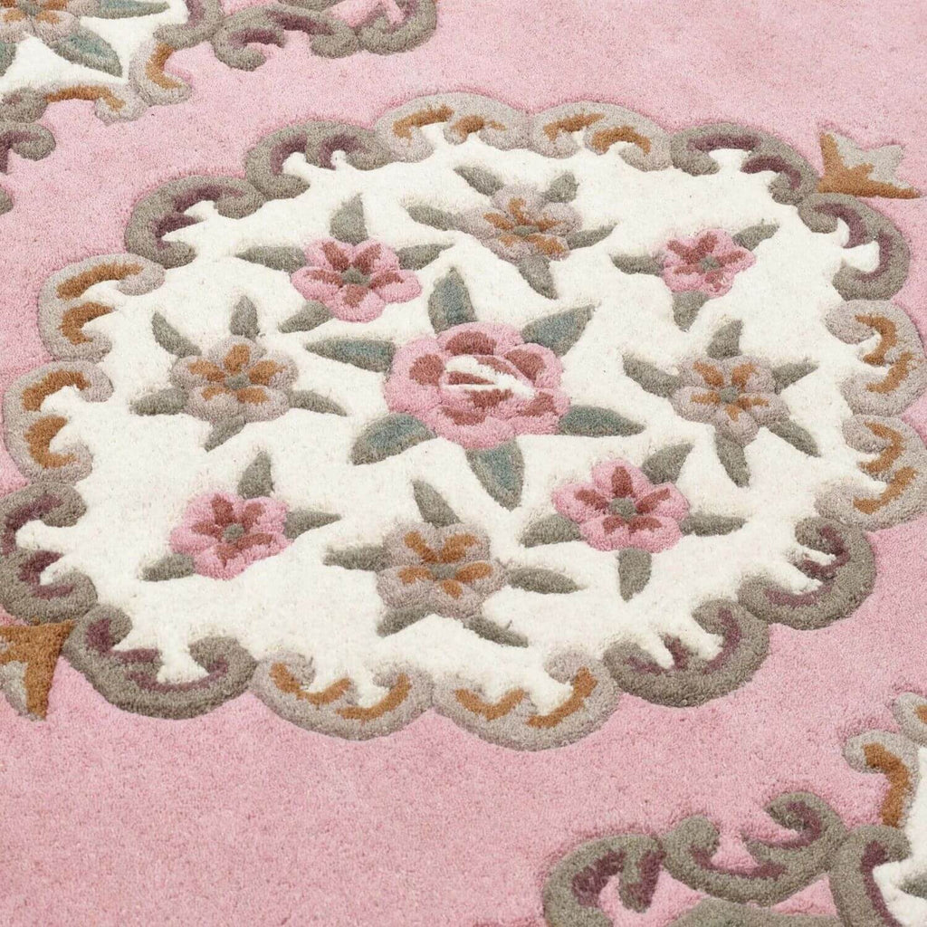Shensi Pink Medallion Rug - MOOAZAA