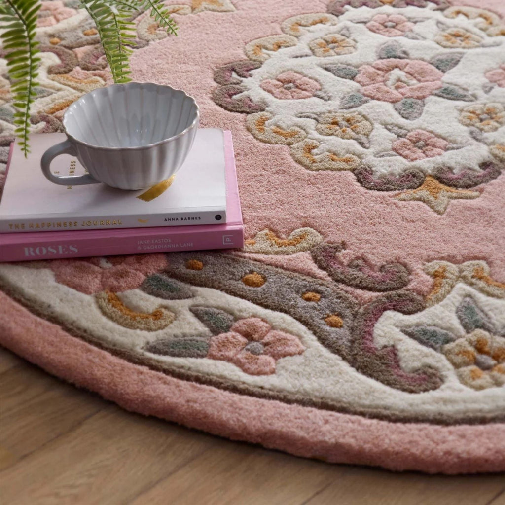 Shensi Pink Medallion Rug - MOOAZAA