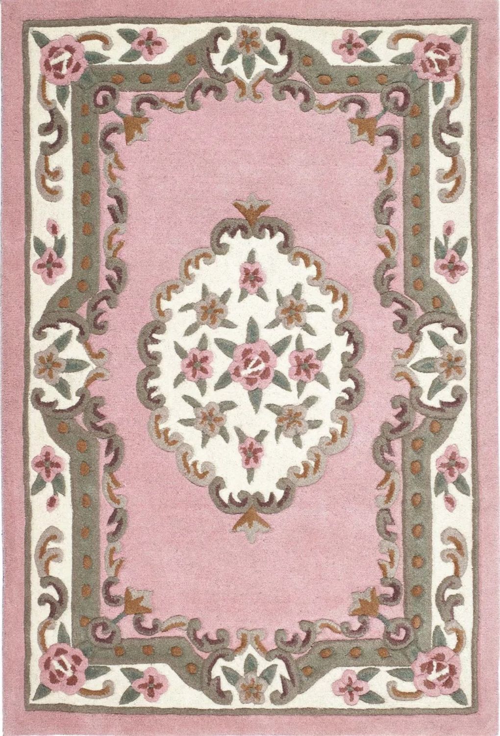 Shensi Pink Medallion Rug - MOOAZAA