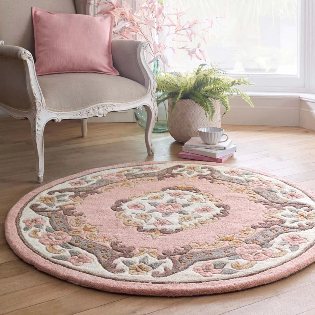 Shensi Pink Medallion Rug - MOOAZAA