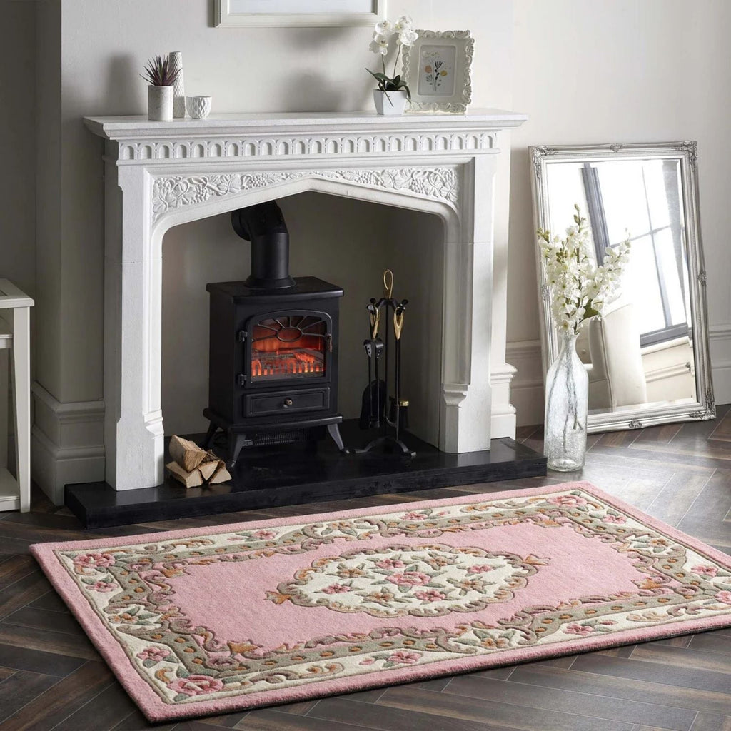 Shensi Pink Medallion Rug - MOOAZAA