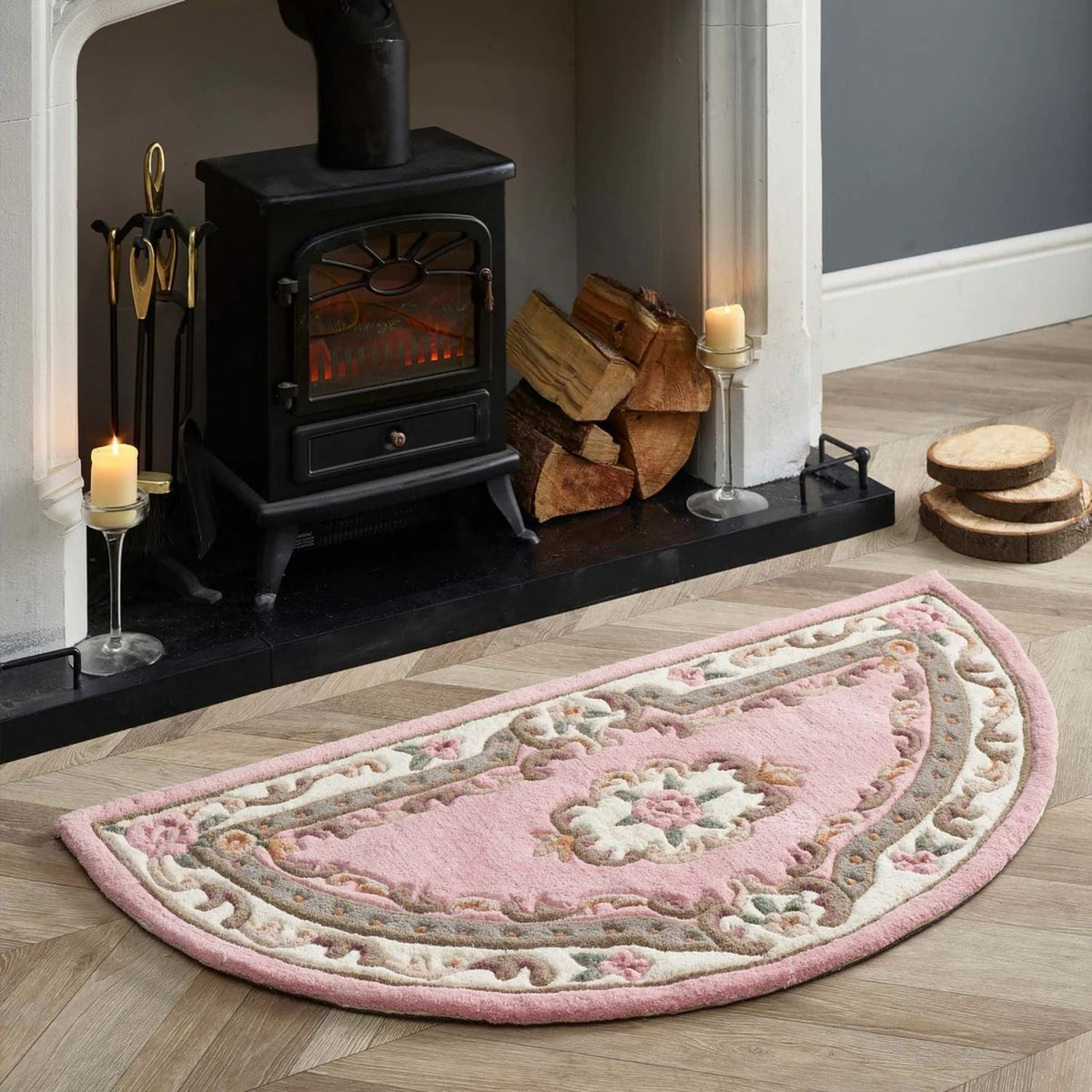 Shensi Pink Medallion Rug - MOOAZAA